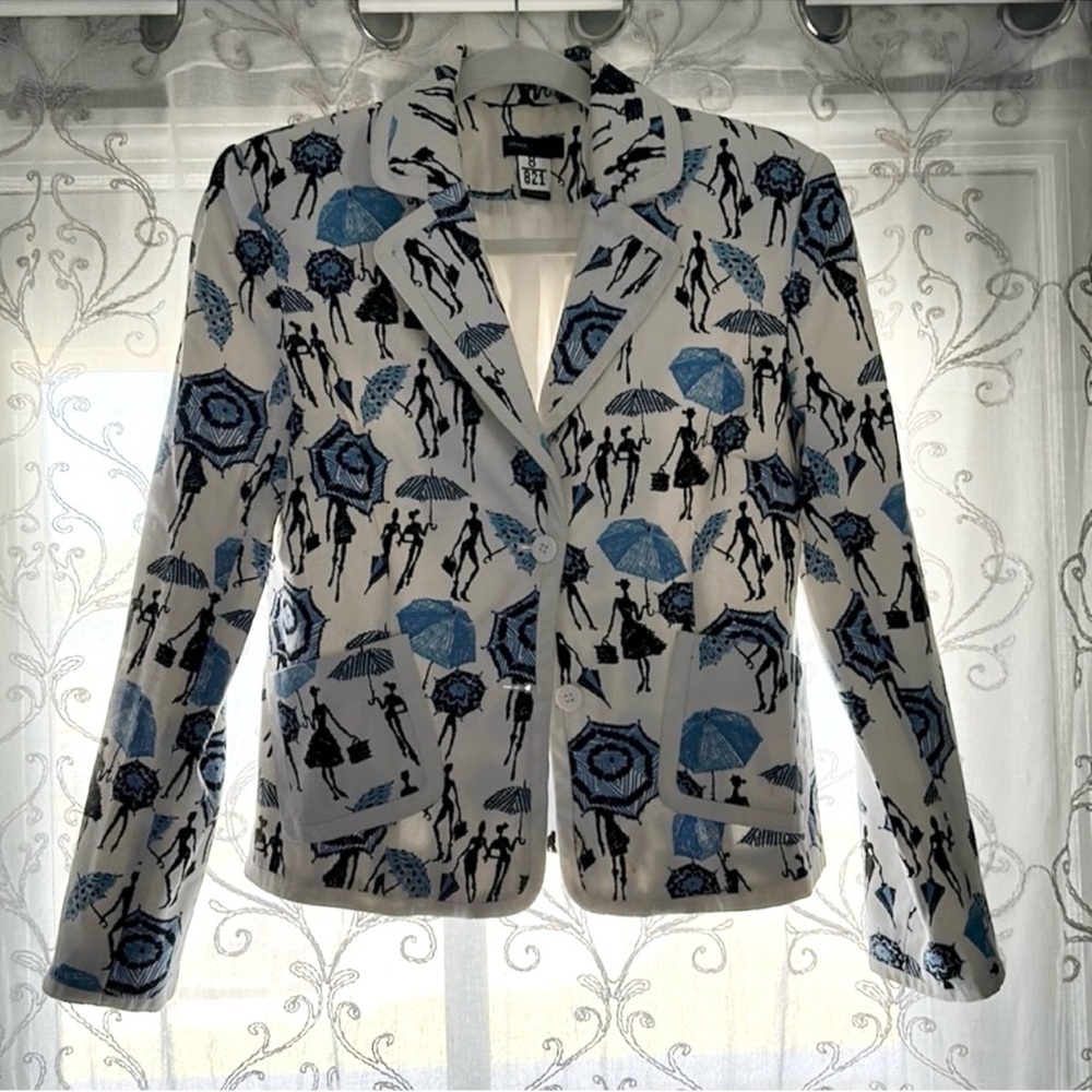 Grace elements quirky cute jacket with people with umbrellas